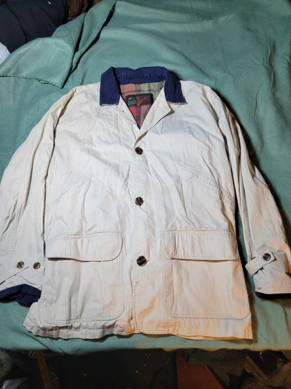 Vintage Lifes Adventure Chore Coat Men's Small Corduroy Collar Lined 90s